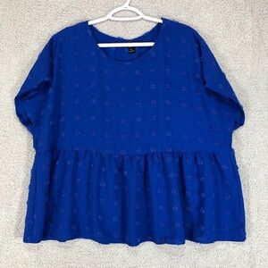 Emery Rose Royal Blue Textured Peplum Blouse Size 1XL Plus